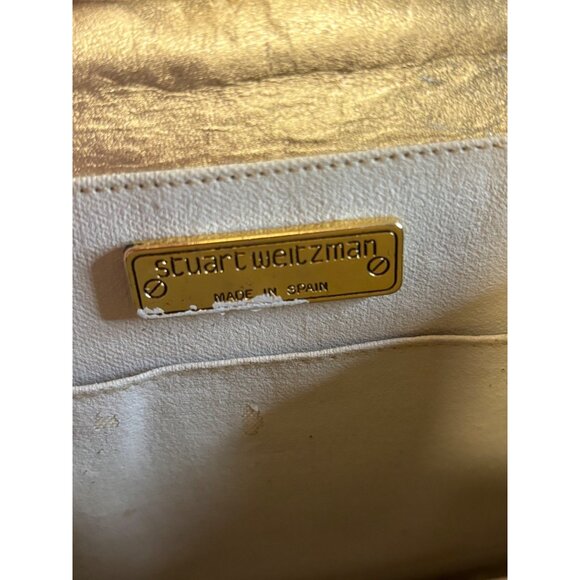 Vintage Stuart Weitzman Gold Evening Bag Embellished Lace Overlay Rhinestone - Picture 6 of 10